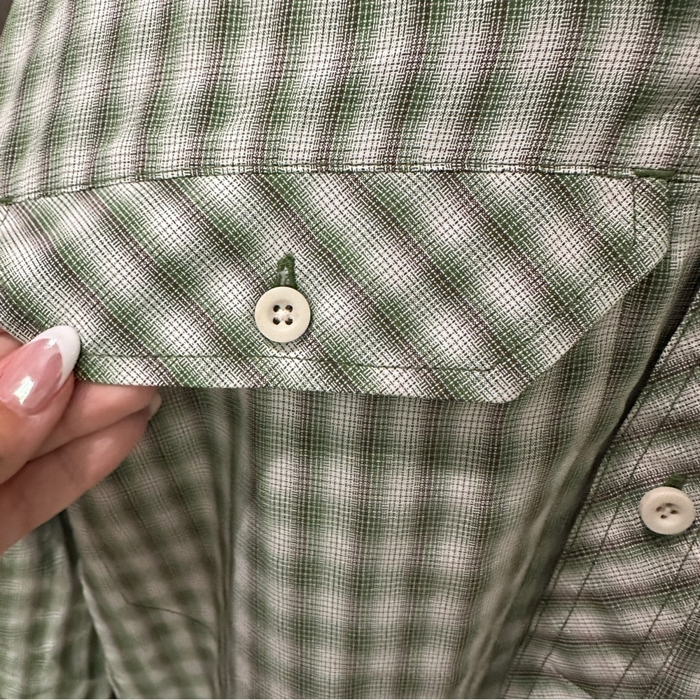 Eddie Bauer Expedition Guide Green Plaid Sun Protection Vented Outdoor Shirt LT - Picture 5 of 13